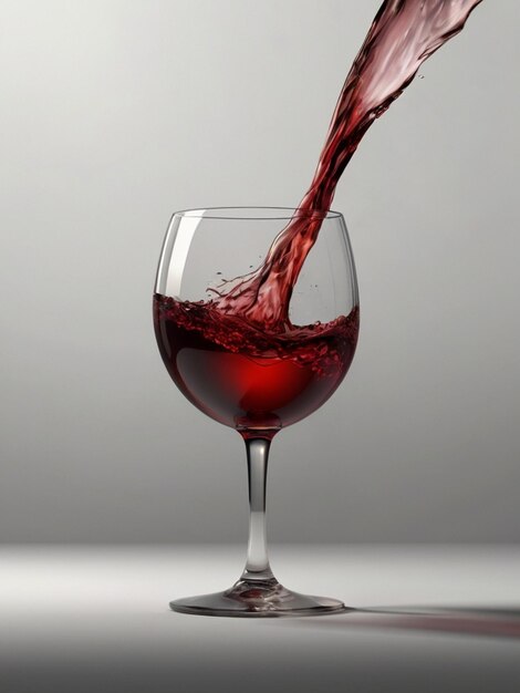 Glass of red wine on white background hyper realistic Created by AI