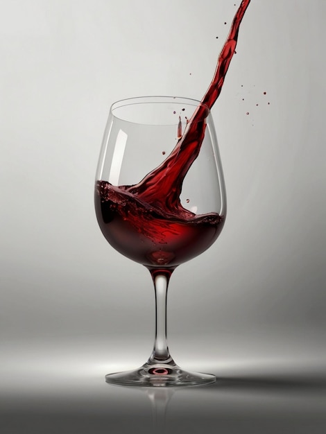 Glass of red wine on white background hyper realistic Created by AI