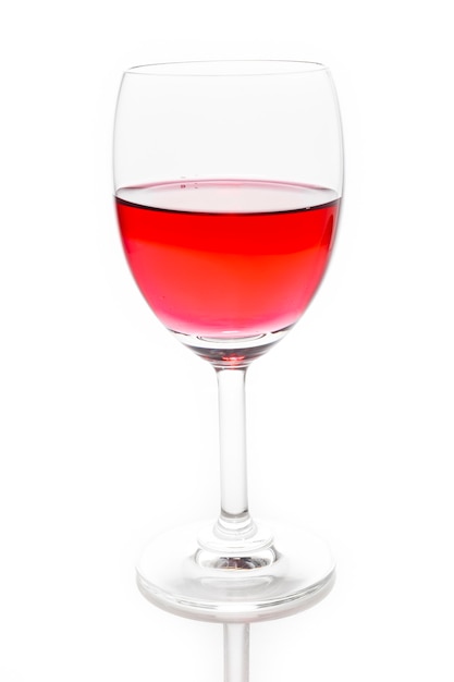 Glass of red  wine on a white background.