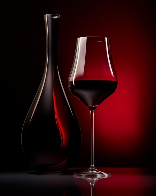 Glass Of Red Wine With Striking Red Decor