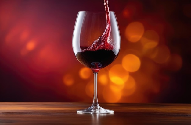 나무 테이블 위에 있는 은 와인 한 잔은 은 포도주를 잔에 부어주고 와인 맛보기 전문가 소멜리어 와이너리 개념