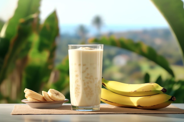 A glass of rich banana milkshake