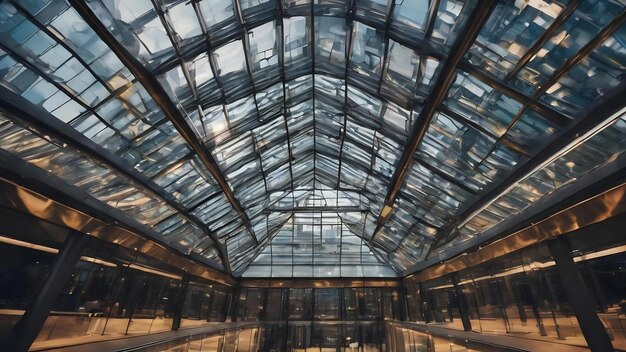 The glass roof of a building in the city of london