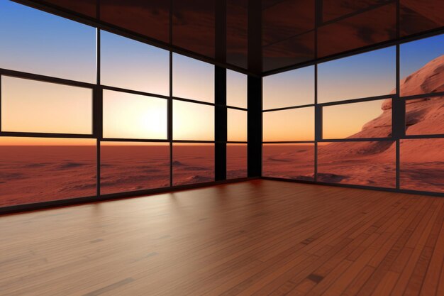 Glass room red planet Space research Generate Ai