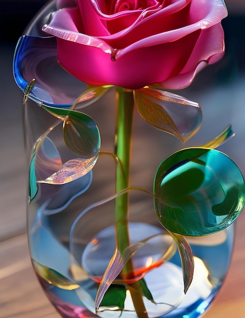 Glass rose flower chrysanthemum flower rose wine rose da ai generated