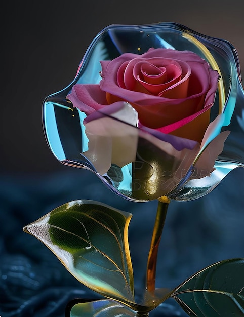 Glass rose flower chrysanthemum flower rose wine rose da ai generated