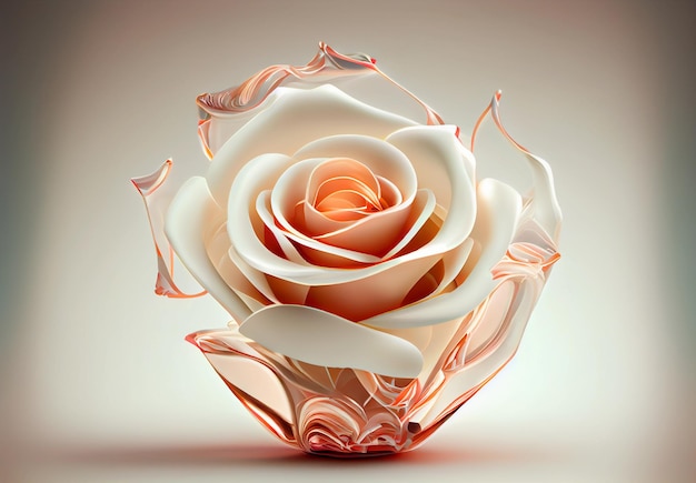 Glass rose flower on a uniform background