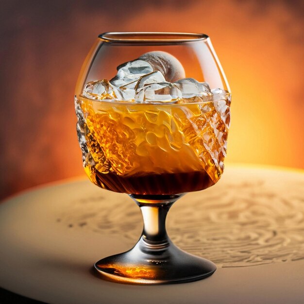 Foto un bicchiere di whisky scozzese spruzzato sulle rocce