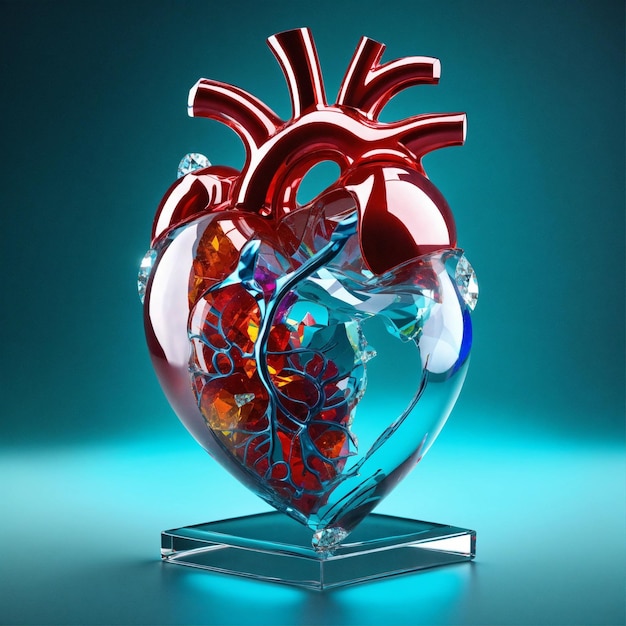 Glass sculpture of anatomical heart