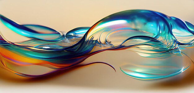 A glass sculpture of a wave with the word " on it "