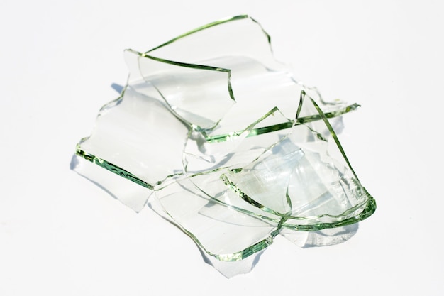 Glass shards isolated on white background.