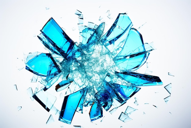 glass shattering on white background