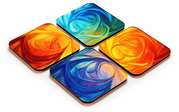 Glass Shield Coasters on White or PNG Transparent Background