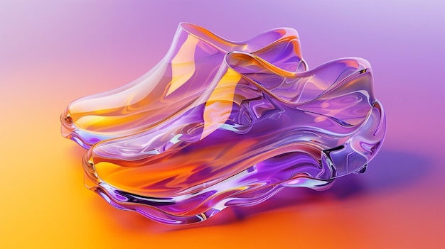 Glass shoes are formed from a transparent fluid Colored glasslike fluids form shoes