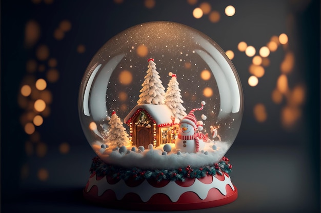 Glass snow globe Christmas decorative designGlass ball with snow inside Christmas tree decorations