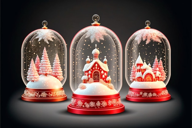Glass snow globe Christmas decorative designGlass ball with snow inside Christmas tree decorations