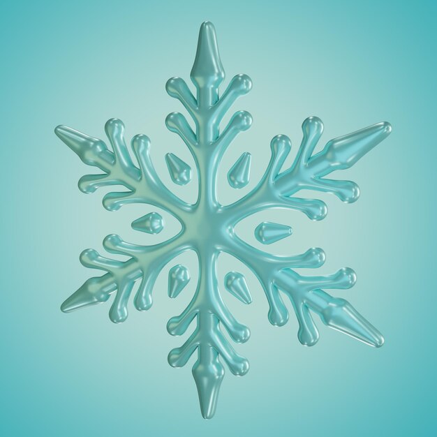 Glass snowflake icon 3D illustration