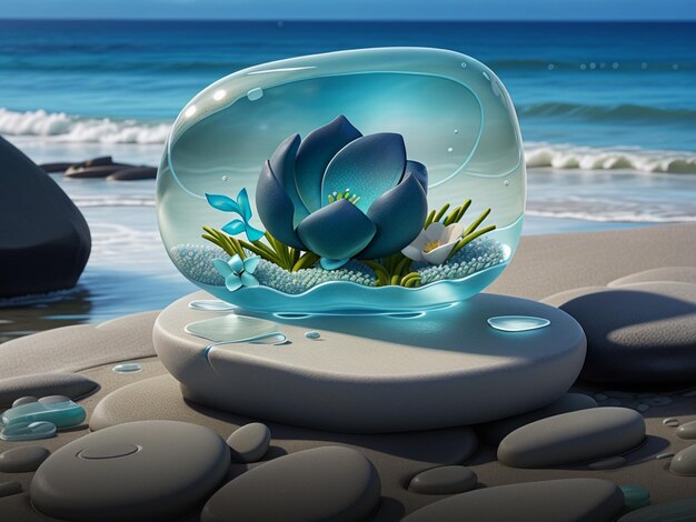 Glass stone at sea side