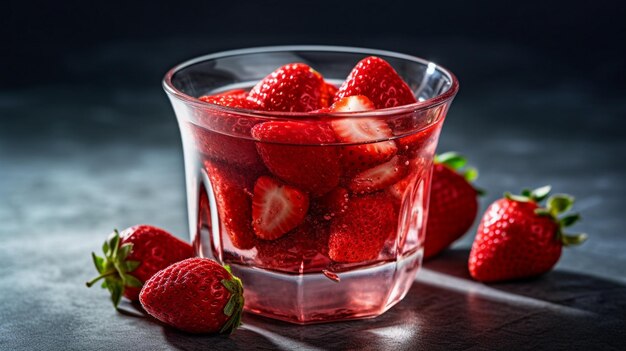 Foto bicchiere di fragole fresche