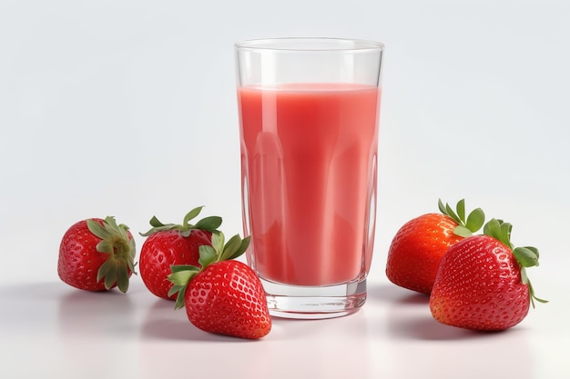 Glass Of strawberry Juice And Fresh strawberry