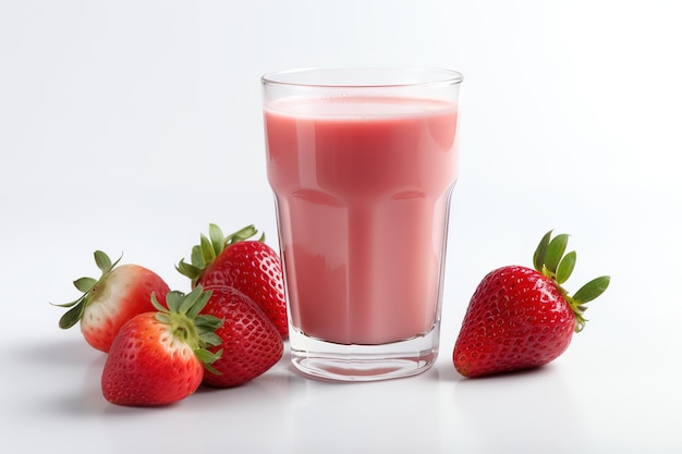 Glass Of strawberry Juice And Fresh strawberry