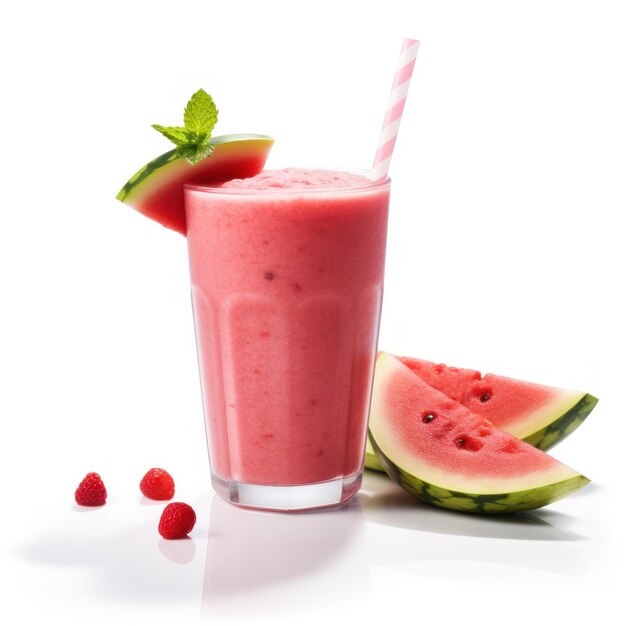 Glass of strawberry smoothie isolated