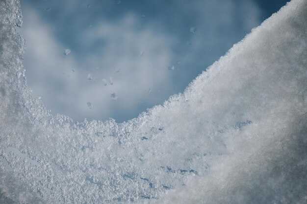 Glass surface partially covered in snow