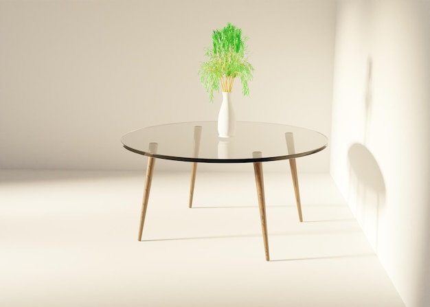 Glass table with vase 3D image