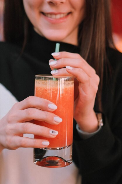 A glass of tasty orange juice