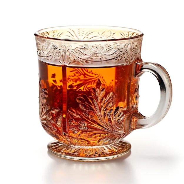 색 배경 에 고립 된 맛있는 터키 차 한 잔