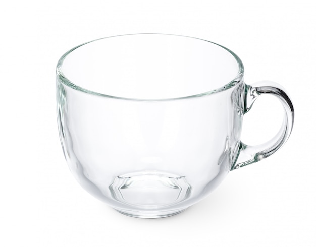 Glass tea cup  on white background