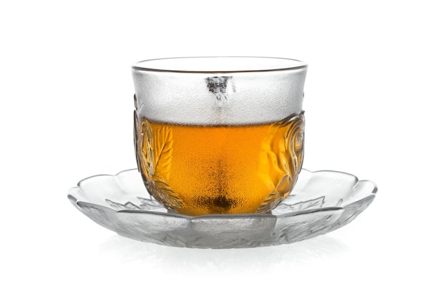 Glass of tea isolated on white background.