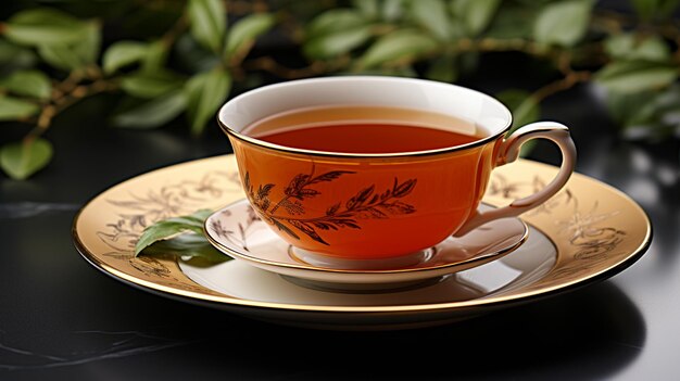 glass of tea on the table isolated on a white background with clipping path