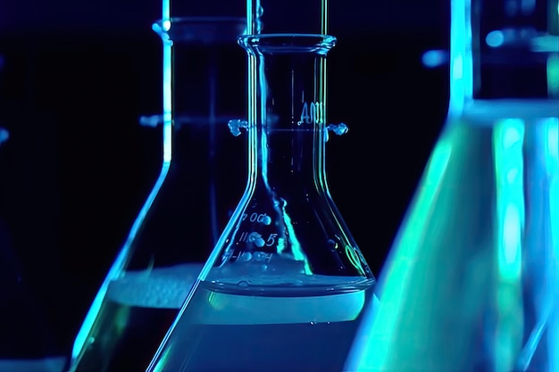 유리 시험관은 화학 분석을 위해 실험실에서 사용됩니다.