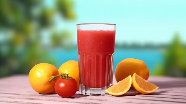 Photo glass of tomato juice