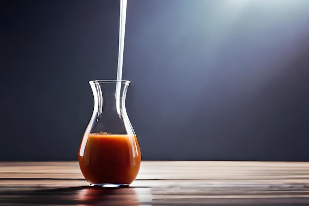 Photo a glass of tomato sauce is poured into a glass.