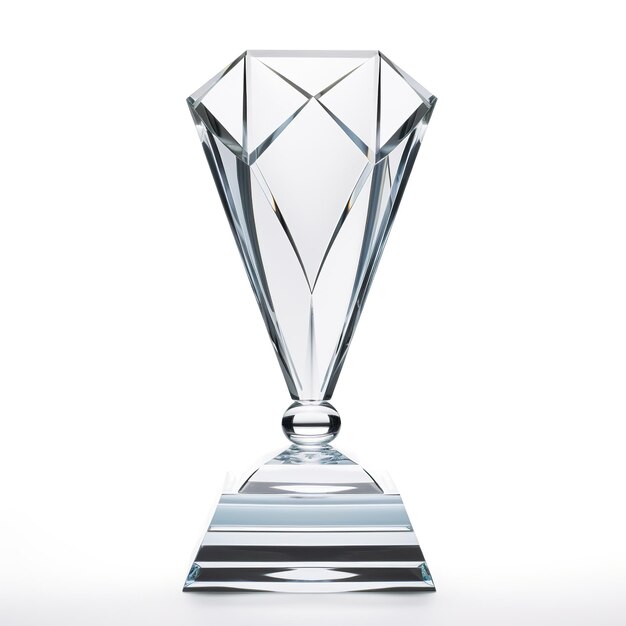 Glass trophy or acrylic winner award realistic on white background