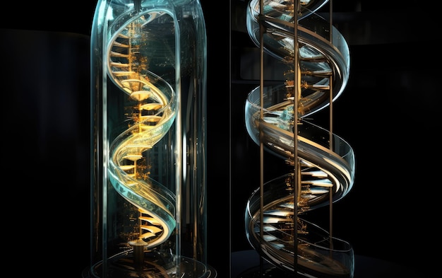 Glass Tube Elevator with a Stunning Spiral Helix Design Generative AI