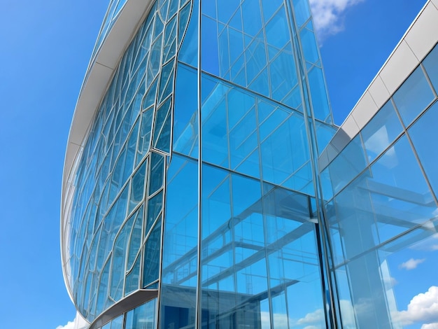 Glass u shaped structure with the blue sky