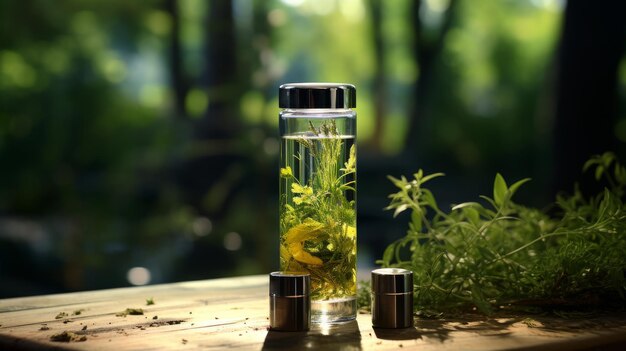 Glass Vase Filled With Flowers on Wooden Table