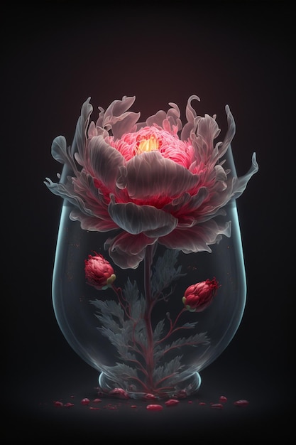 Glass vase with a flower inside of it generative ai