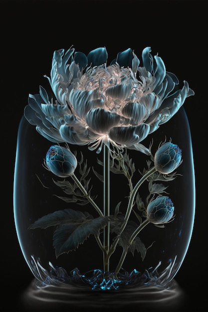 中に花が入ったガラスの花瓶 生成 ai