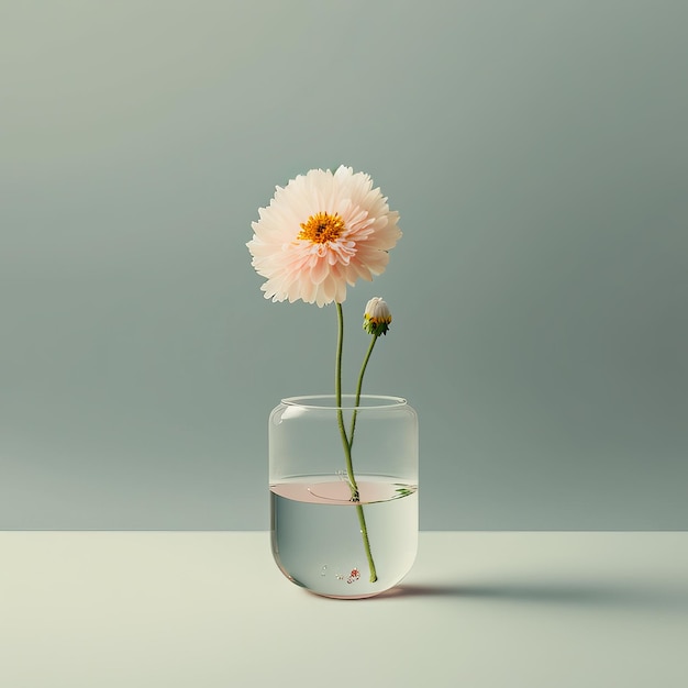 Glass vase with single flower in it Generative AI