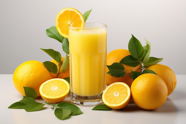 A glass of vibrant orange juice is segregated on a pristine canvas