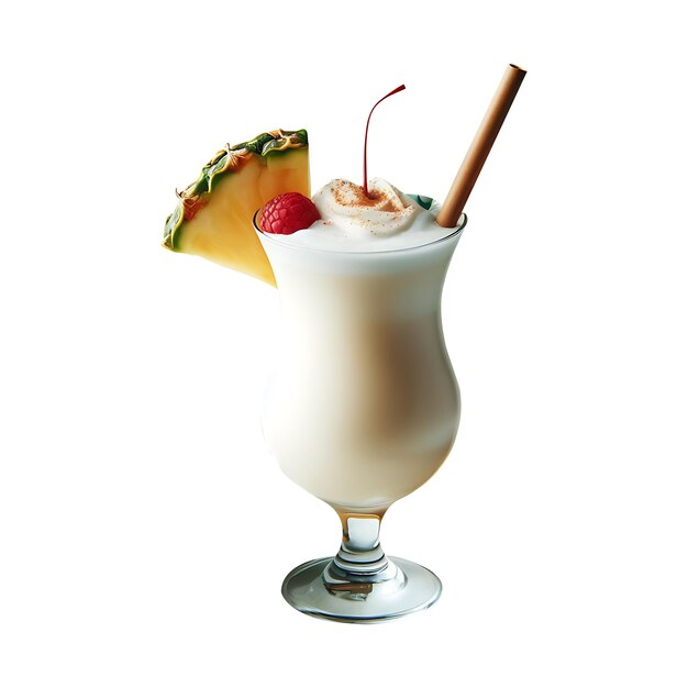 白い背景に隔離されたガラス製のヴァージン・ピナ・コラダ (Virgin pina colada)