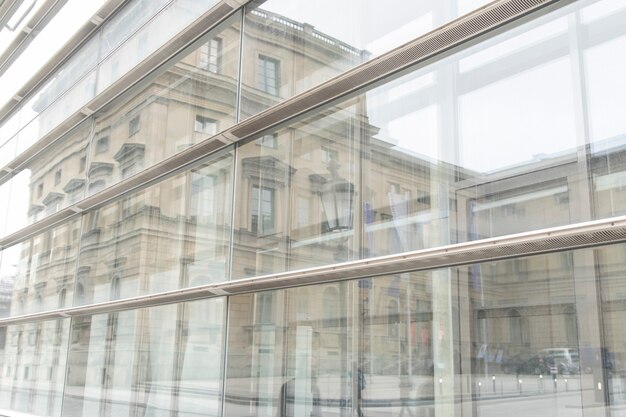 Glass wall of office building