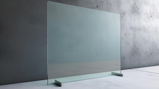 A glass wall with a black background and a white wall.