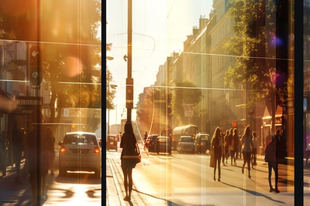 A glass wall with a sign that says la defense on it