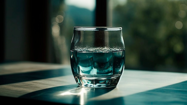 A glass of water on a beautiful background Generative AI