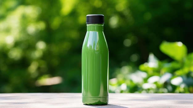 A glass water bottle with mint leaves emphasizing focus on sustainable living